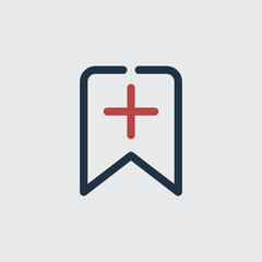Obraz premium Minimalistic Symbol Representing Bookmark Feature with Plus Sign
