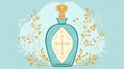 Elegant Decorative Bottle with Floral Accents
