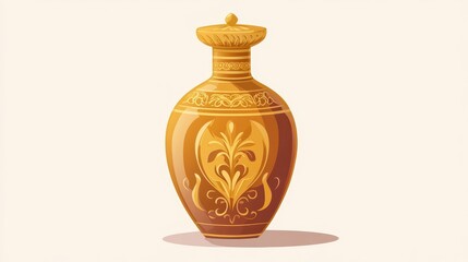 Elegant Decorative Golden Vase with Intricate Design