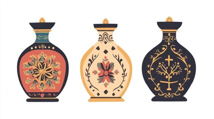 Decorative Bottles with Artistic Floral Designs
