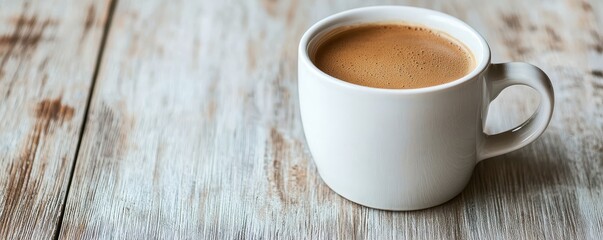 Obraz premium Coffee culture specialty trend concept. Coffee cup on a rustic wooden table background.
