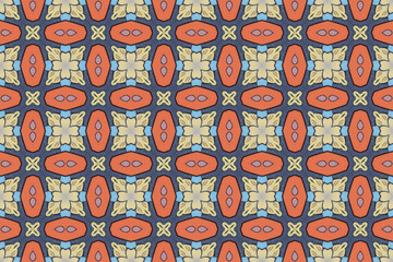 Seamless Shape Fashion Art Template Tile Visual Graphic Digital Fabric Symmetric Endless Texture Textile Luxury Cloth Decoration Design Wallpaper Background Perspective Interior Geometric Pattern.