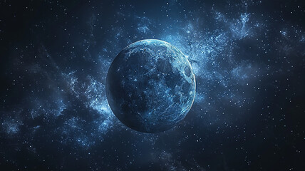 Fototapeta premium Cosmic bodies, the moon, planets, craters in the body of liquid metal.