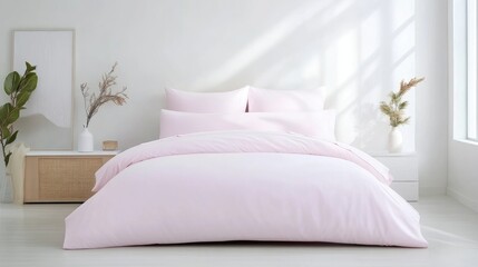 Pink bedding, modern bedroom