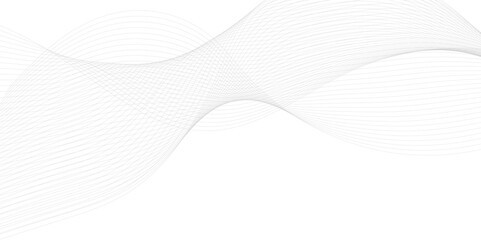 Fototapeta premium Abstract white and gray business wave technology voice concept line on transparent background. Vector minimalist wavy line art design, modern digital flowing wave pattern