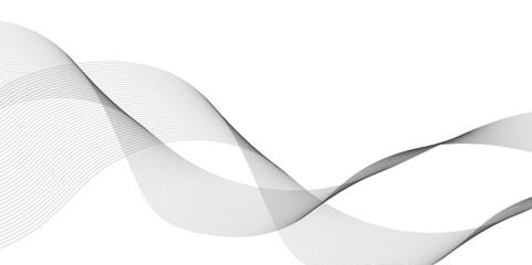 black and white gray wavy curve line medical technology science line on transparent background