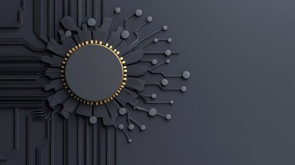 Abstract Technology Circuit Board Design with Central Processor Chip