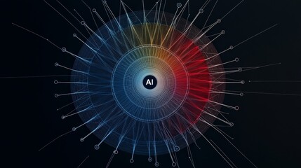 Abstract Design of Artificial Intelligence with Colorful Circles and Lines