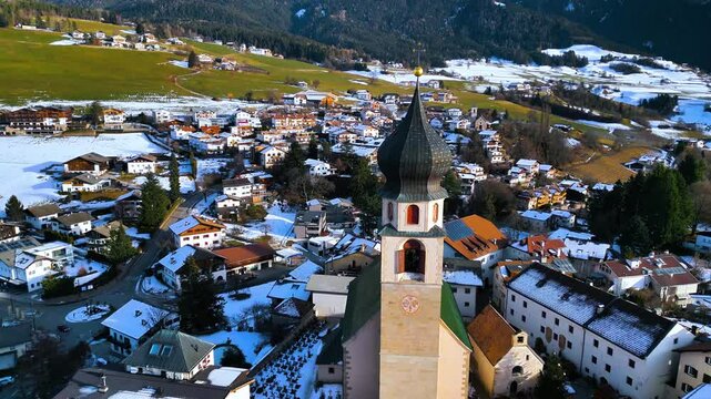Panorama of the Dolomites and the villages of Alto Adige. Fi&eacute; allo Sciliar