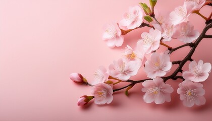 Cherry Blossom Branch on Light pink Background