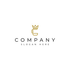 Crown logo letter C in flat design style gold color