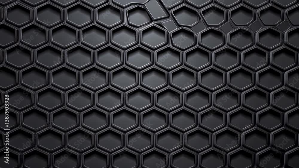 Poster black metallic geometric polygons create a striking hexagonal pattern generative ai