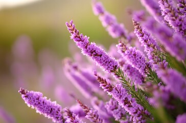Fototapeta premium Close-up of lavender blossoms in a serene natural landscape