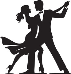 vector silhouette of a couple dance