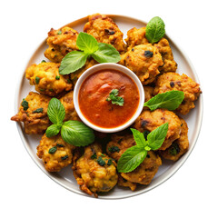 Crispy Potato Pakoras Recipe: Indian Snack Food isolated on transparent background