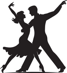 vector silhouette of a couple dance