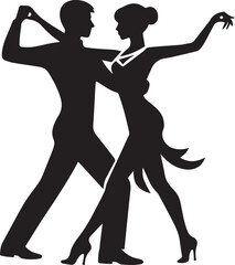 vector silhouette of a couple dance