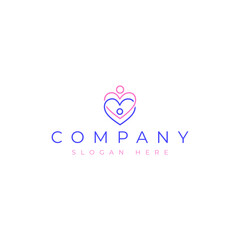 love person care logo with minimalist linear outline design style