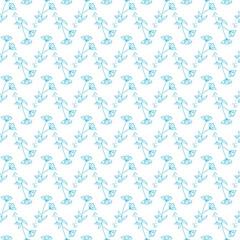 Cute Flowers And Branches Seamless Vector Pattern Design