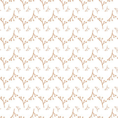 Cute Flowers And Branches Seamless Vector Pattern Design