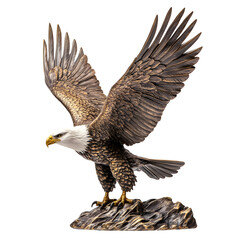 Obraz premium Bronze sculpture of an eagle isolated on white background