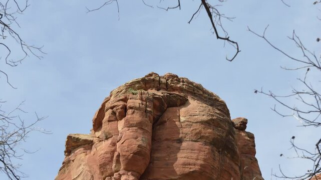 Red rock towering over the Palatki Ruins, Arizona, USA