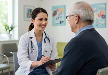Compassionate Doctor Consulting with Senior Patient in Clinic