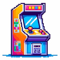 Obraz premium Retro Pixel Arcade Cabinet Vibrant Colors and Classic Design suitable for marketing material