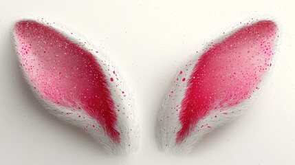 Cute White Bunny Ears with Pink Tips on Clean White Background - High Resolution Illustration with Sharp Focus, Perfect for Easter, Pet or Animal-Themed Designs
