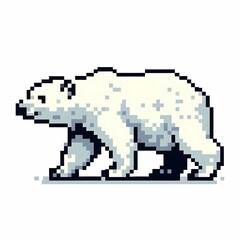 Obraz premium Pixel Art Polar Bear Walking Side View Suitable For Multimedia Project