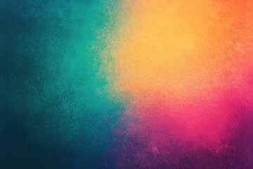 Fototapeta premium Abstract background showing a blend of teal yellow orange and pink colors with a textured effect