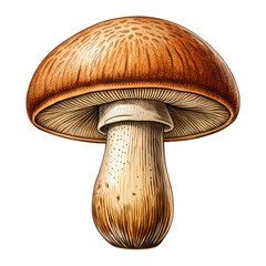 Brown Mushroom Identification Guide isolated on transparent background