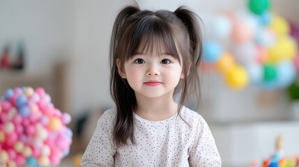 Cute toddler girl with pigtails