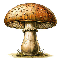 Amanita Mushroom Illustration: High-Resolution Image isolated on transparent background