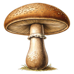 Stunning Brown Mushroom Illustration isolated on transparent background