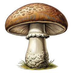 Stunning Brown Mushroom Illustration isolated on transparent background