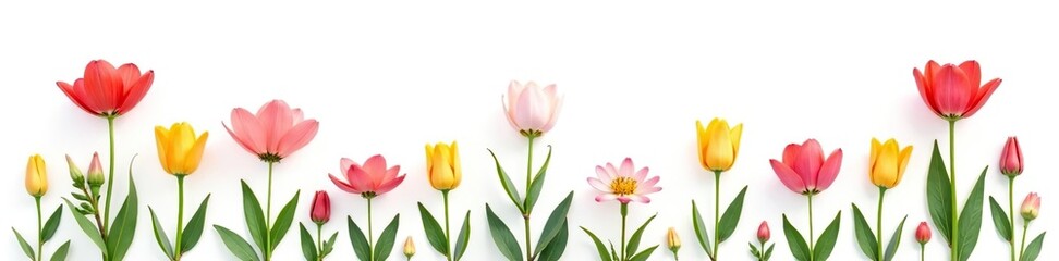 Naklejka premium A single flower blooms isolated from the rest, peacefulness, white background, serenity