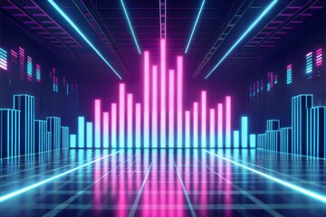 Neon Light Bars Abstract Digital Art