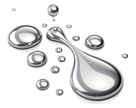 3d render of fluid chrome liquid shapes isolated on white background, PNG - Powered by Adobe