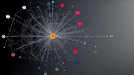 Visual Representation of Artificial Intelligence Data Connections Network