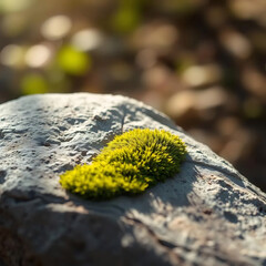 Single Green Moss on Rock