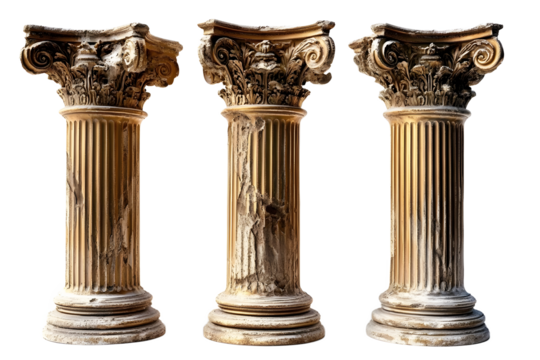 Ancient Golden Corinthian Columns Set