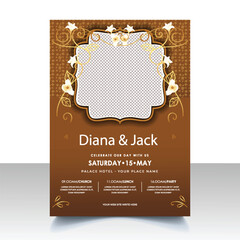 Luxury floral vertical print flyer or poster template for wedding Event Planner, Wedding anniversary, wedding photographer, event management, birthday invitations flyer or poster, leaflet, brochure