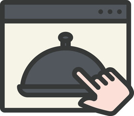 Online Food Order Filled Line Icon