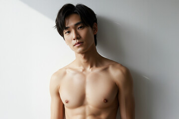 裸のアジア人男性、メンズビューティー、筋肉、日本人、韓国人