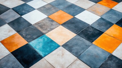 Colorful patterned floor tiles