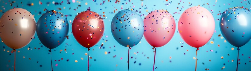 A surprise birthday party with balloons and confetti