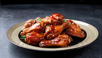 sweet and spicy chicken wings on a plate