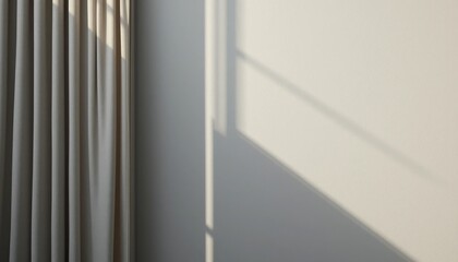 Obraz premium Morning light casting shadows on curtains in a minimalist room interior design calm setting contemporary viewpoint
