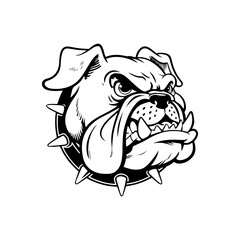 Illustration of bulldog head. Design element for logo, label, sign. Vector illustration